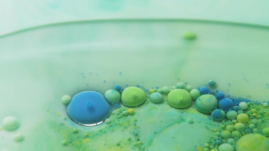 The water is full of ink and bubbles