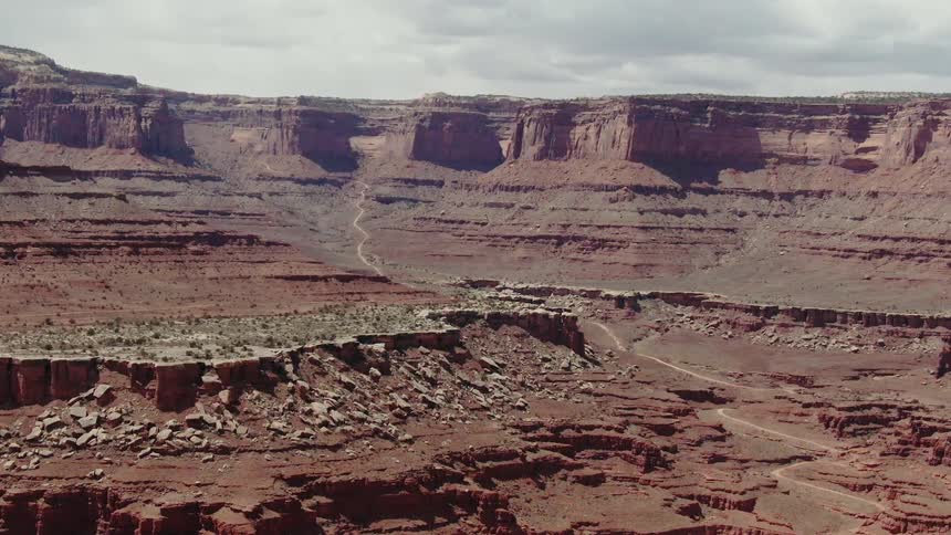 A barren red rock desert