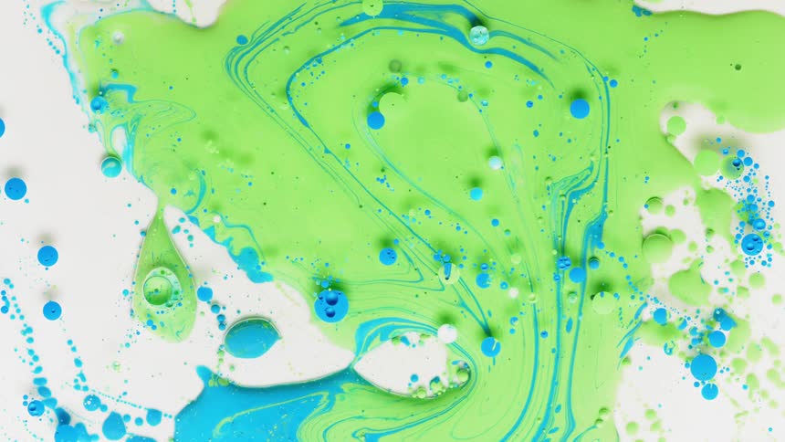Many different colors of liquid and bubbles