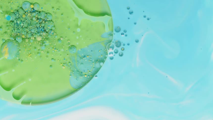 Colorful paint bubbles and flows