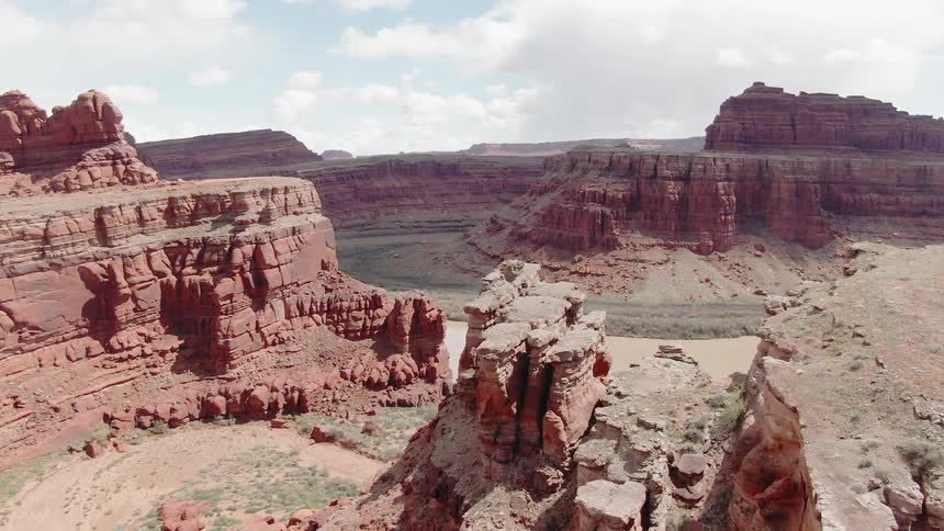 The canyon has a river running through the middle