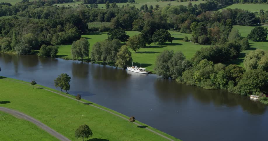 Boat floats on a rural river