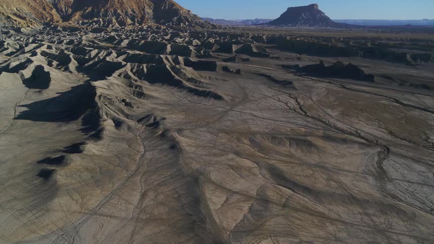 Sandy hilly desert with a large plateau