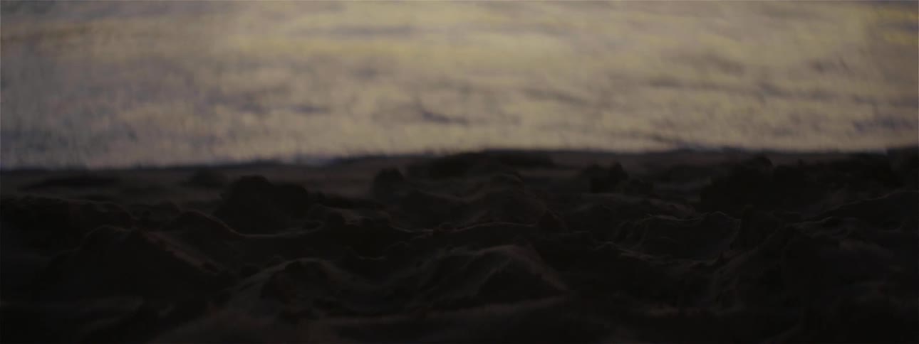 Ocean waves wash ashore a sandy beach at sunset