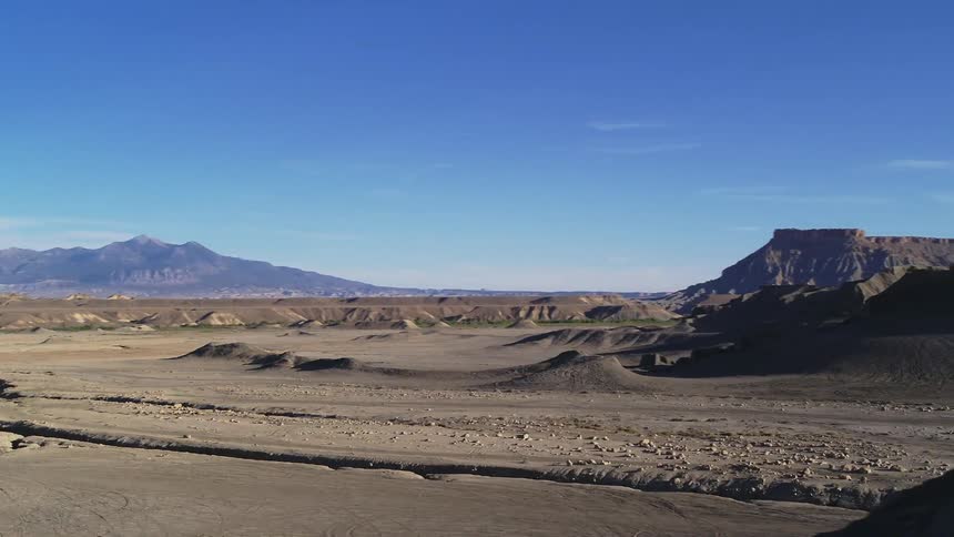 The desert has clear skies above