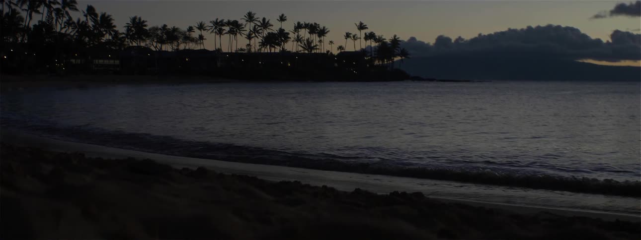 A tropical beach at sunset