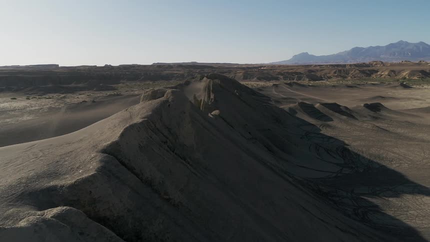 Ridges and rock formations in a barren landscape