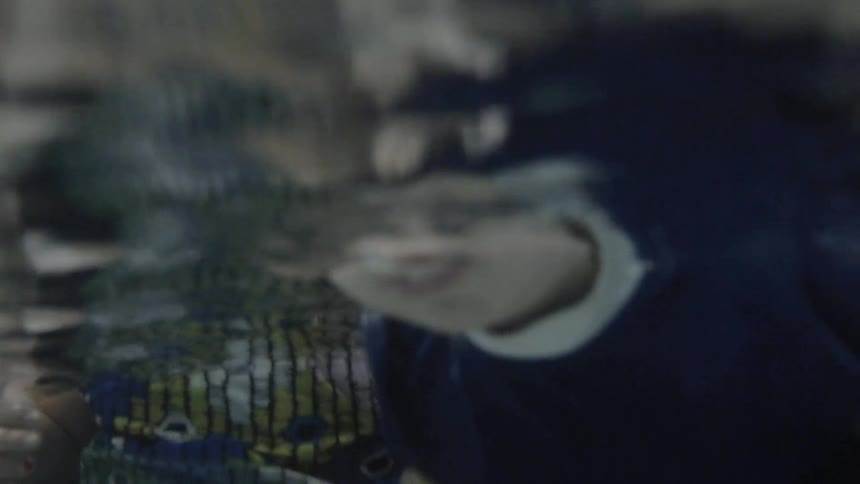 A bunch of small children are playing in the shallow end of the pool