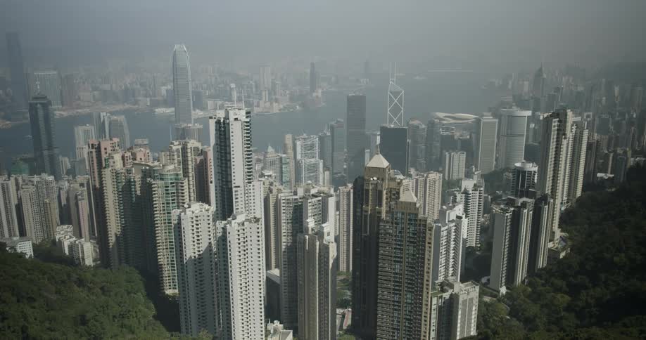A dense city near a river