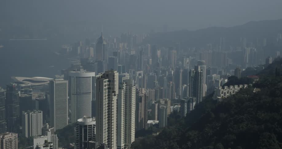 A light fog covers the city below