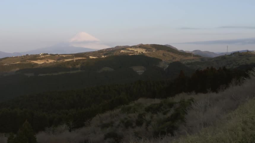 Grassy hilly landscape in the evening