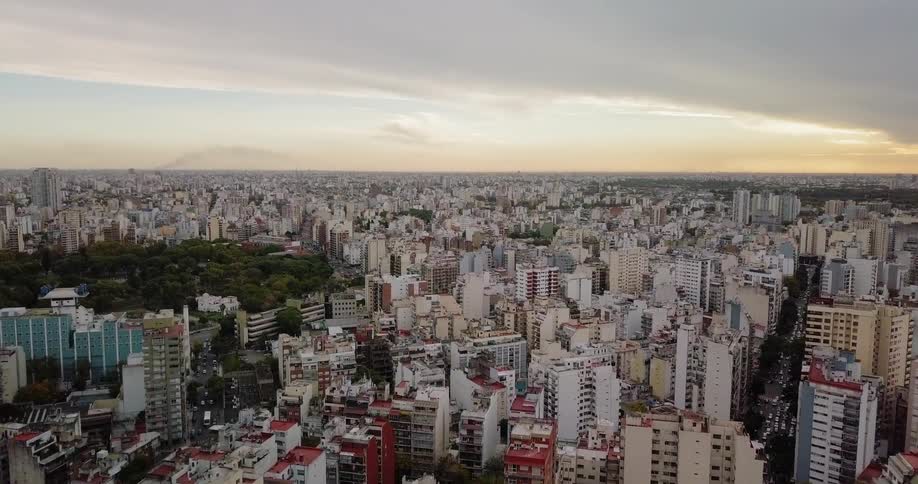 Clouds sit above the large city