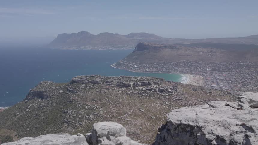 The rocky and hilly coastline along the ocean shore