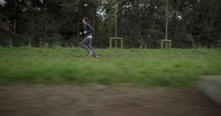 Woman jogs in the country