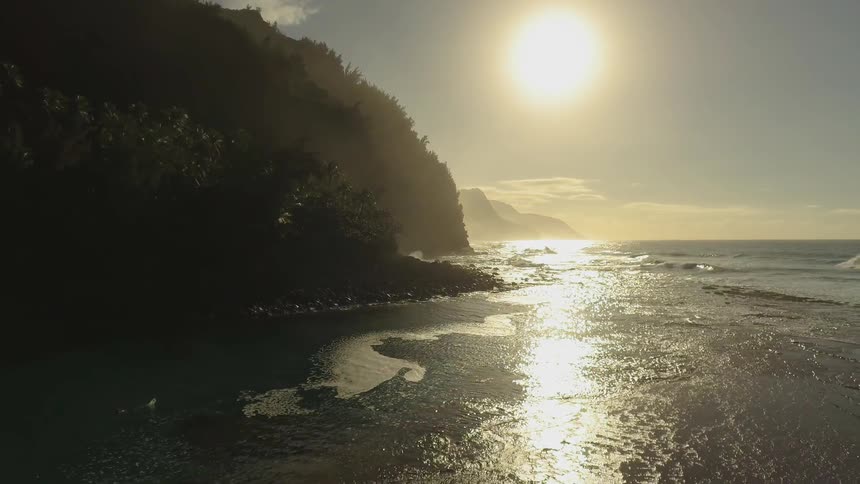 Sun shines down over a large body of water