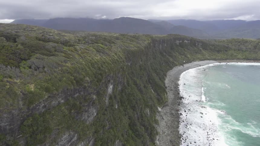 Aerial shot of a cliffs and beach