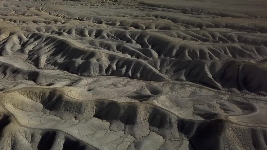 Hilly desert landscape in the evening