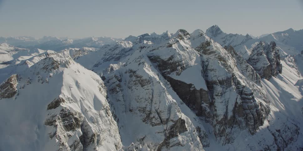 Snow covered mountain range with Mt Kirchdach in the Stubai Valley