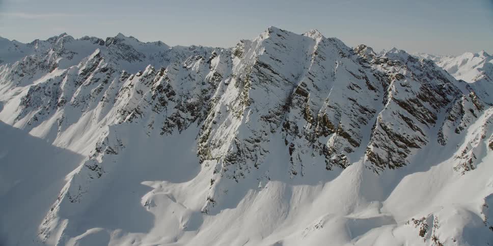 Snow covered ridges on a sunny day