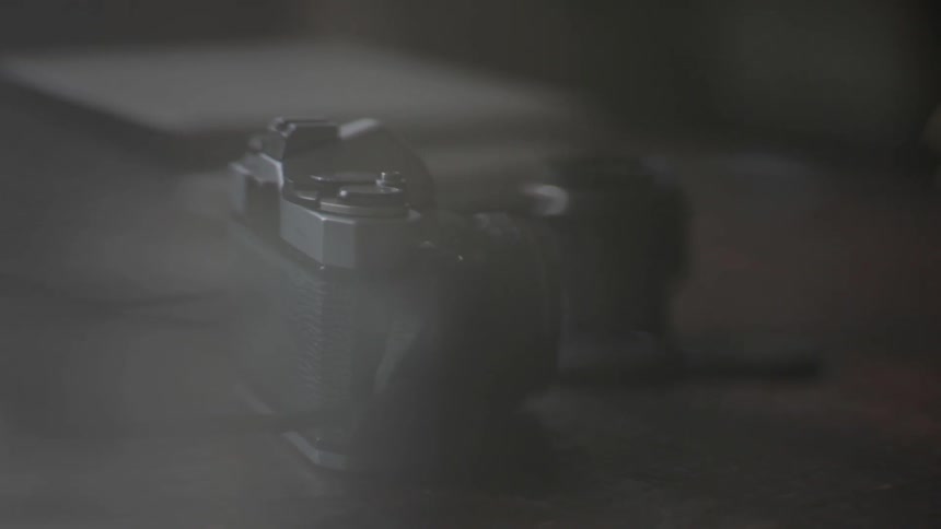 A camera sitting on a table