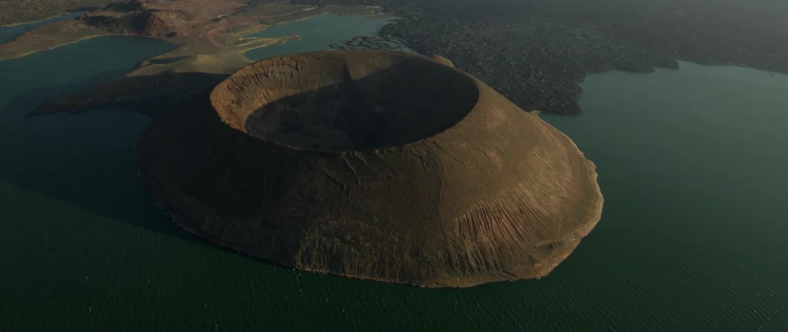 Large depression in a hill in nature