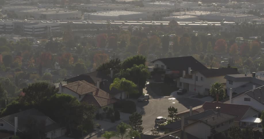Aerial view of houses in a residential area
