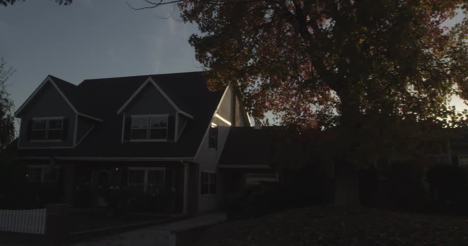 Suburban homes at dusk