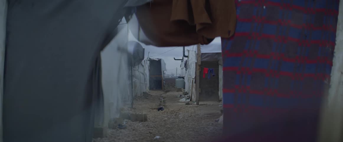 A ramshackle village of tents outside