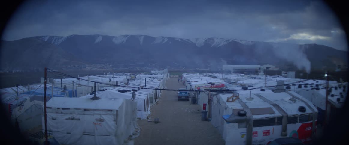 Rows of building in a refugee camp