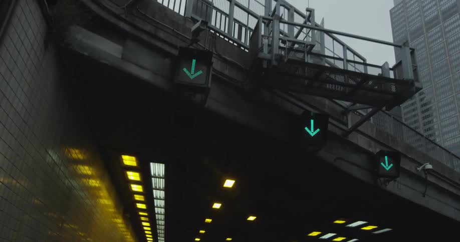 View of a city before entering a tunnel