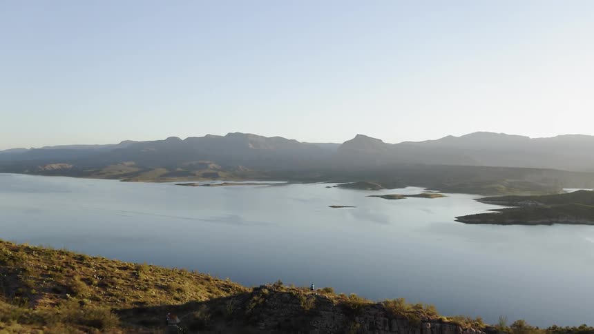 Mountain lake on clear day