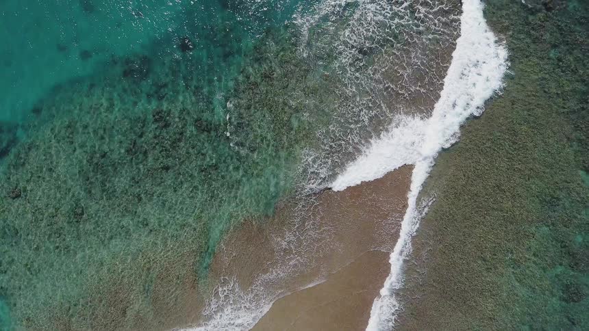 Waves in the ocean create foam as they move