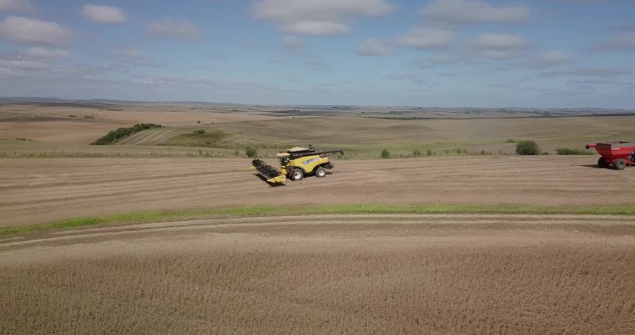 Tractors work on the farmland