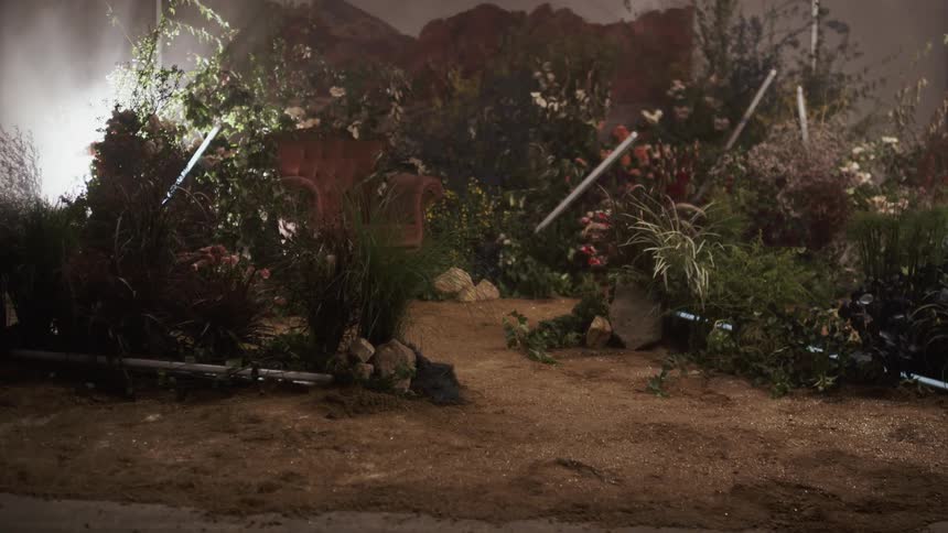 The light bars flash on the set