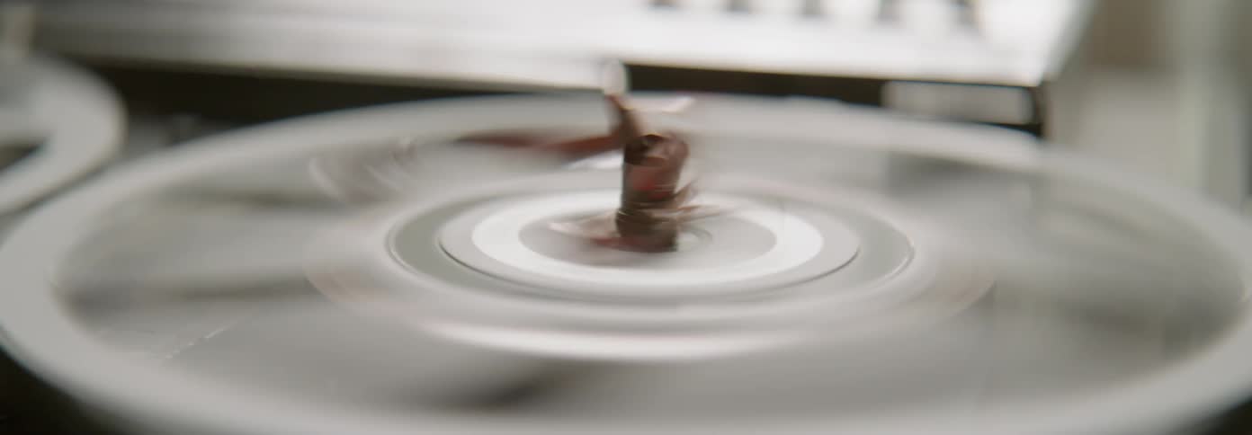 A reel to reel spins out of control