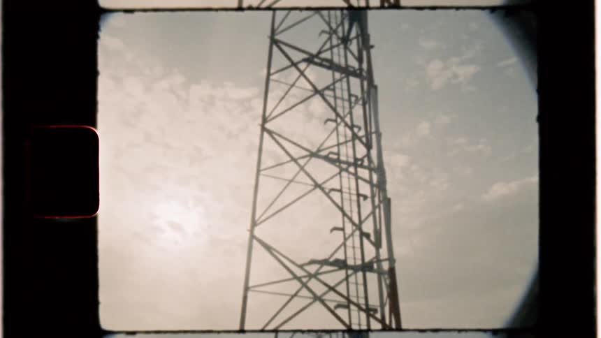Fencing surrounds a tower