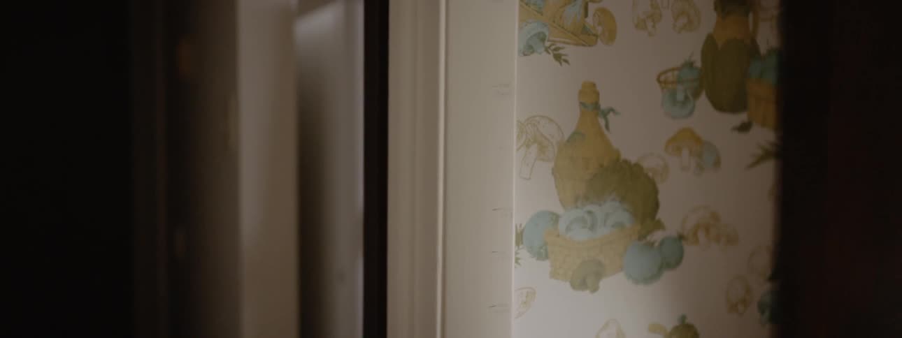 Wallpaper covers a wall in a house