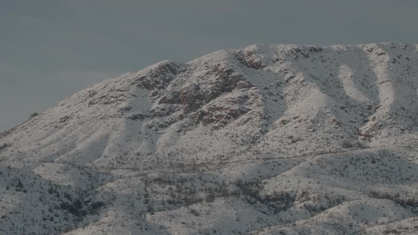 Snow covered mountains under a blue sky