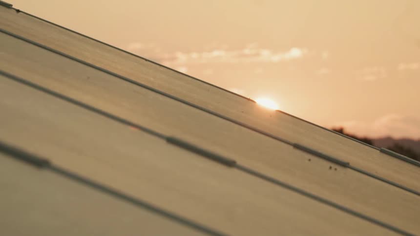 Tin roof at sunset