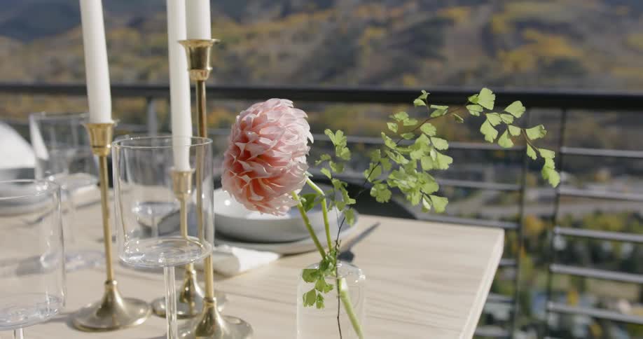 The wind is blowing a flower on the table