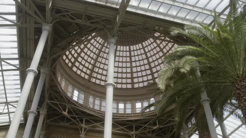 High vaulted ceiling of a large building