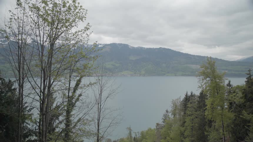 There is a slight fog over the lake