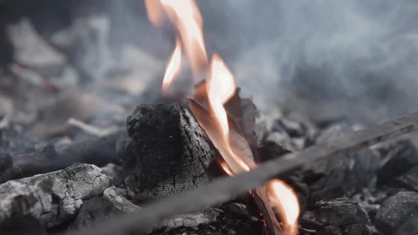 Piece of paper burns in a fire