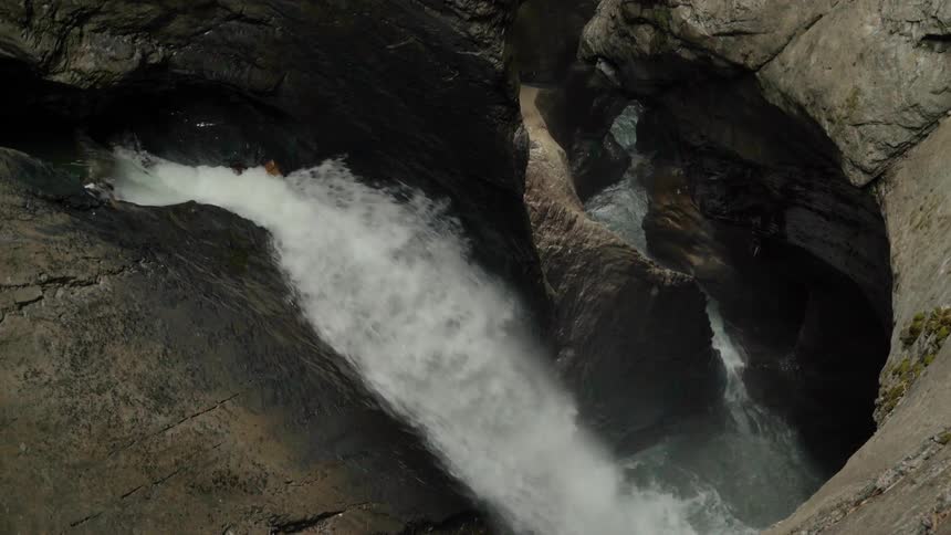 The water is pouring into the caves below