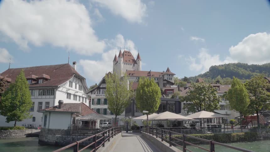 Bridge over a canal leading to a small village