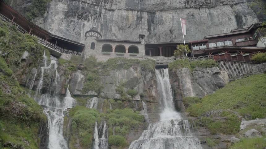 The side of the cliff has wager raging over the side