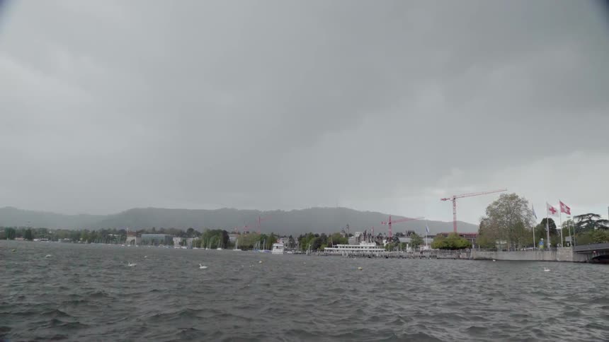 The water is rough near the docks