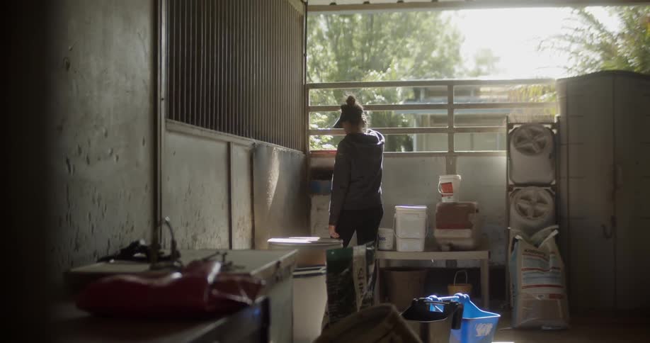 Woman works on a ranch