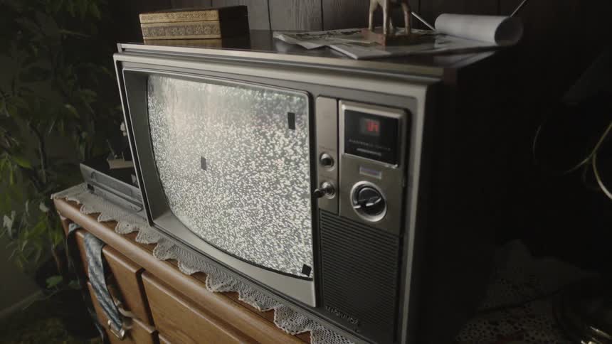 The television is flickering static
