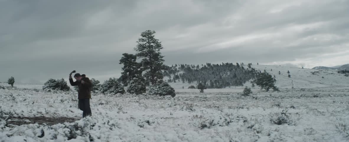 A man walking through a snowy field